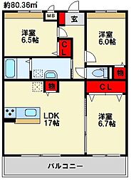 セレッソひびきの 2階