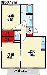 リベルティメゾン 2LDKの間取図画像