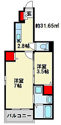 アメイジングコート 1SKの間取図画像