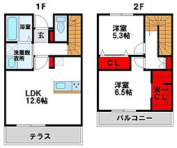 アルカサル吉木西 2LDKの間取図画像