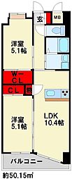 ギャラン二島 2LDKの間取図画像