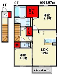 ポサーダ本城 2LDKの間取図画像