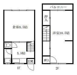 メゾン湊倉庫付き 1Kの間取り