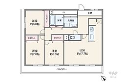 メルヘン宝塚 3LDKの間取図画像