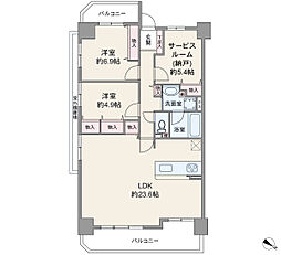 デ・リード宝塚リバービュー 2SLDKの間取図画像