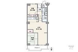 サンハイツ宝塚五月台A棟 2LDKの間取図画像