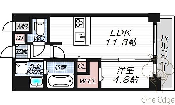 ティーズガーデン ｜大阪府大阪市北区天神橋7丁目(賃貸マンション1LDK・4階・40.02㎡)の写真 その2