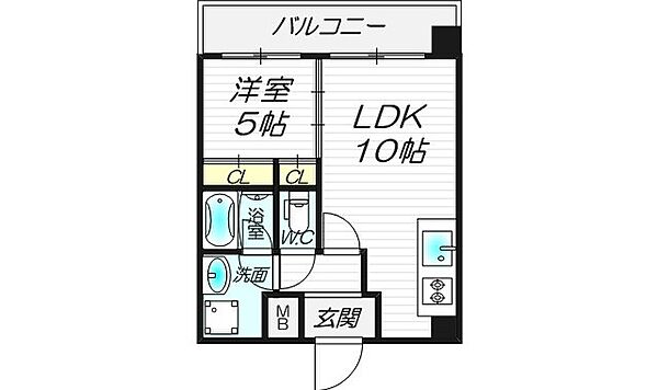 フローライト南森町 ｜大阪府大阪市北区東天満2丁目(賃貸マンション1LDK・8階・36.78㎡)の写真 その2