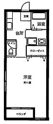 パロスめいじ 1Kの間取図画像