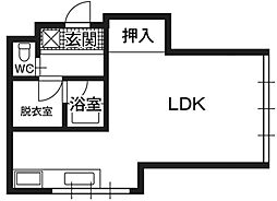 不二屋第2ビル ワンルームの間取図画像