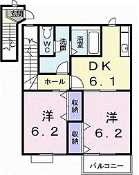シャルマン 2DKの間取図画像