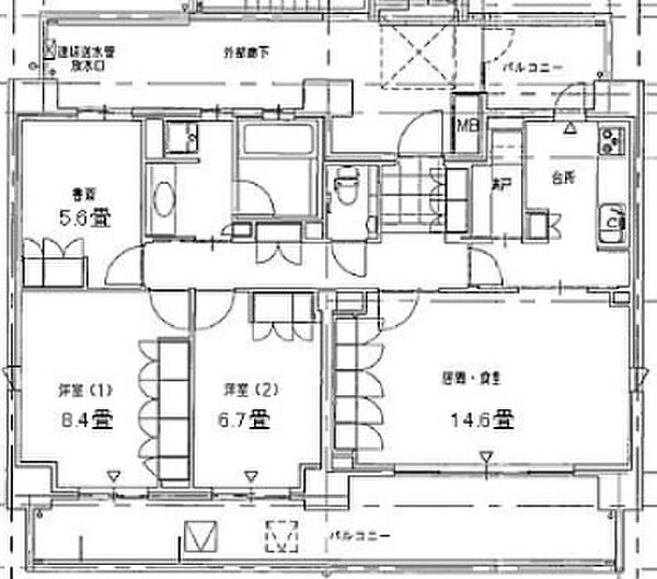 神奈川県川崎市中原区新丸子町(賃貸マンション2SLDK・9階・96.59㎡)の写真 その2