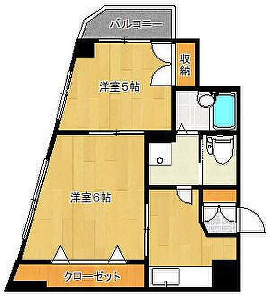 神奈川県川崎市中原区今井南町(賃貸マンション2K・4階・38.51㎡)の写真 その2