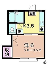 アーバンヒル 1階1Kの間取り