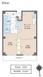 JR総武線 浅草橋駅 徒歩3分の賃貸マンション 7階2LDKの間取り