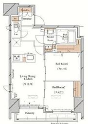東京メトロ銀座線 稲荷町駅 徒歩3分の賃貸マンション 2階2LDKの間取り