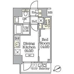 東京メトロ千代田線 町屋駅 徒歩3分の賃貸マンション 5階1DKの間取り