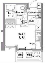 パークアクシス浅草橋 10階ワンルームの間取り