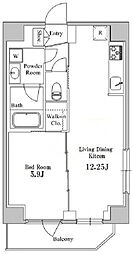 東京メトロ銀座線 稲荷町駅 徒歩4分の賃貸マンション 6階1LDKの間取り