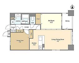 東京メトロ日比谷線 入谷駅 徒歩7分の賃貸マンション 5階1SLDKの間取り