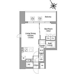 都営浅草線 蔵前駅 徒歩2分の賃貸マンション 9階1LDKの間取り