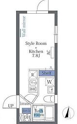 都営大江戸線 両国駅 徒歩6分の賃貸マンション 4階ワンルームの間取り