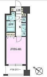 都営新宿線 森下駅 徒歩8分の賃貸マンション 10階1Kの間取り