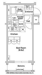 都営浅草線 浅草橋駅 徒歩6分の賃貸マンション 7階ワンルームの間取り