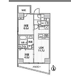 JR総武線 浅草橋駅 徒歩6分の賃貸マンション 15階2LDKの間取り