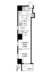 都営新宿線 岩本町駅 徒歩4分の賃貸マンション 7階1LDKの間取り