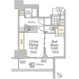 都営新宿線 馬喰横山駅 徒歩2分の賃貸マンション 13階1LDKの間取り