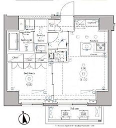 東京メトロ日比谷線 入谷駅 徒歩4分の賃貸マンション 10階1LDKの間取り