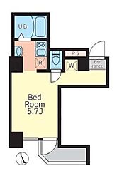 東京メトロ銀座線 稲荷町駅 徒歩4分の賃貸マンション 9階ワンルームの間取り