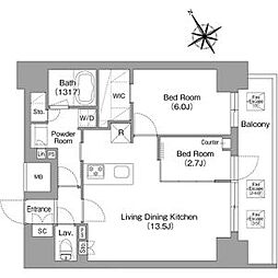 台東区蔵前4丁目マンション 2LDKの間取図画像