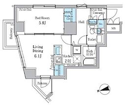 パークアクシス御徒町 3階1LDKの間取り