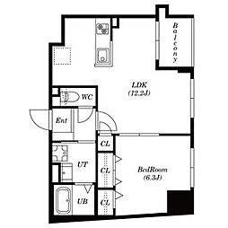 東京メトロ銀座線 浅草駅 徒歩1分の賃貸マンション 5階1LDKの間取り
