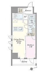 東京メトロ銀座線 稲荷町駅 徒歩6分の賃貸マンション 15階1LDKの間取り
