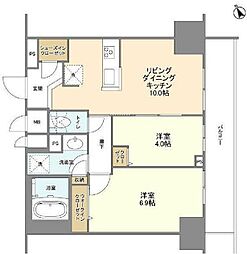 都営浅草線 蔵前駅 徒歩4分の賃貸マンション 11階2LDKの間取り