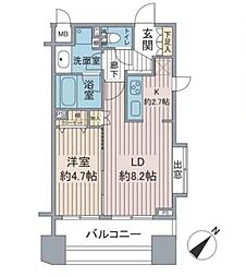東京メトロ銀座線 浅草駅 徒歩3分の賃貸マンション 7階1LDKの間取り