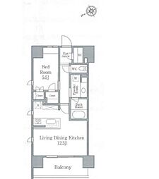 パークフラッツ浅草橋 1LDKの間取図画像