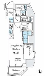 プライムブリス新御徒町 1LDKの間取図画像