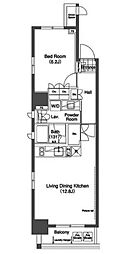 コンフォリア日本橋人形町 1LDKの間取図画像