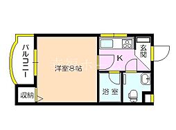 クオリティ 2階1Kの間取り