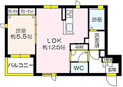 シャーメゾンラハイナ 1LDKの間取図画像
