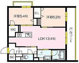 シンワマンションアインス 2LDKの間取図画像