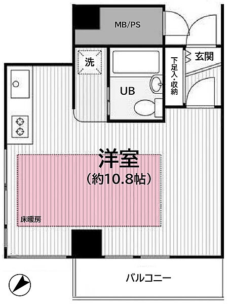 築地永谷タウンプラザ 4F｜東京都中央区築地２丁目(賃貸マンション1R・4階・24.86㎡)の写真 その2