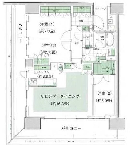 晴海フラッグ パークビレッジ D棟（HARUMI FLAG） 201｜東京都中央区晴海５丁目(賃貸マンション3LDK・2階・89.95㎡)の写真 その2