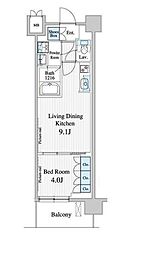 プレノ清澄庭園 1LDKの間取図画像