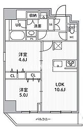 エスレジデンス住吉アクアハト 2LDKの間取図画像