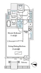 パークコート渋谷ザタワー 15階1LDKの間取り